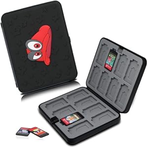 Switch Game Case for Nintendo Switch 1/Switch 2/Lite/OLED, Portable Switch Games Holder Cartridge Case with 16 Game Card Slots & 16 SD Card Slots Durable Hard Shell Storage Box Travel Cases, Black