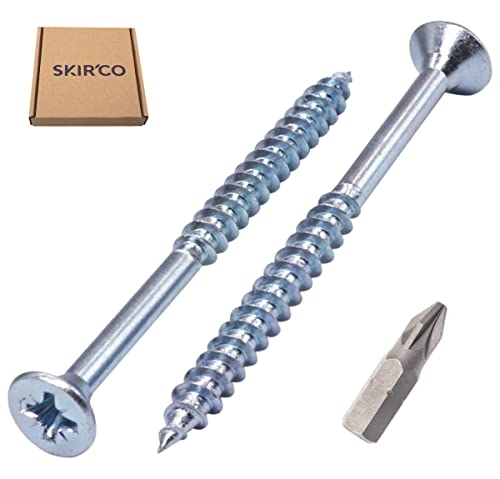 SKIR'CO (30 pcs) Zinc Plated Steel 5.0 x 65 mm Silver Wood Screws, Chipboard Screws, Partially Threaded, Pozidriv Countersunk Head - Image 2