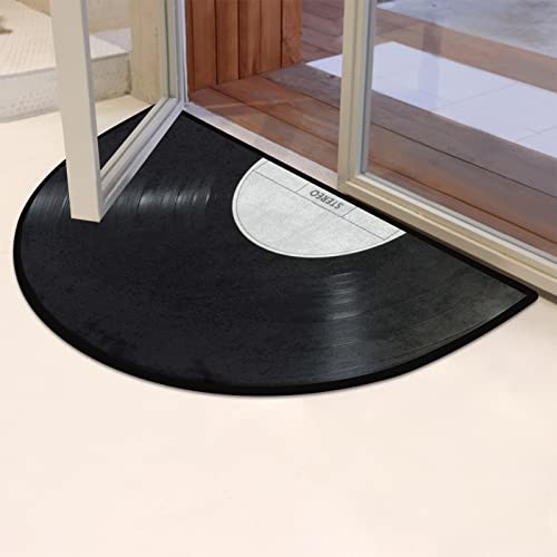 Apular Half Round Door Mat Vinyl Records Pattern Music Records Indoor Outdoor Entrance,For Outside Entry 30X18 In Wear Resistant Semi Circle Floor Mats Area Rugs For Kitchen #TOP2