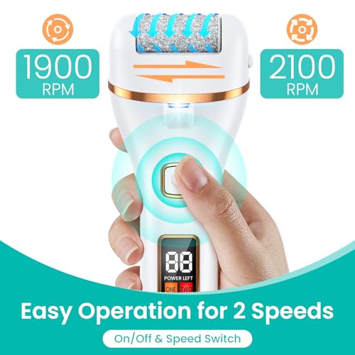 Hornhautentferner Elektrisch, Hornhaut Entfernen Fuß Elektrischer Hornhautentferner mit 3 Ersatzrollen, Wiederaufladbar, Fußpflege Hornhaut Elektrisch auf Nassen und Trockenen Füßen