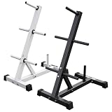 GORILLA SPORTS® Hantelscheibenständer - 6 Scheibenaufnahmen, für Ø 30 mm Gewichtsscheiben, bis 200 kg Belastbar, aus Stahl, Schwarz/Weiß - Scheibenständer, Hantelständer, Hantelablage, Hantelbaum, Gym