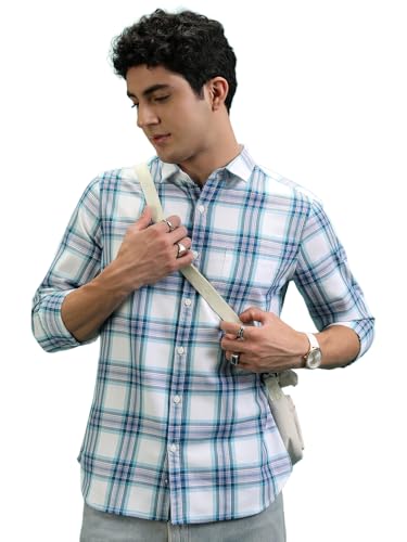 Image of Highlander Men's Slim Fit Check Shirt | Full Sleeves | Spread Collar | Casual Shirts for Men