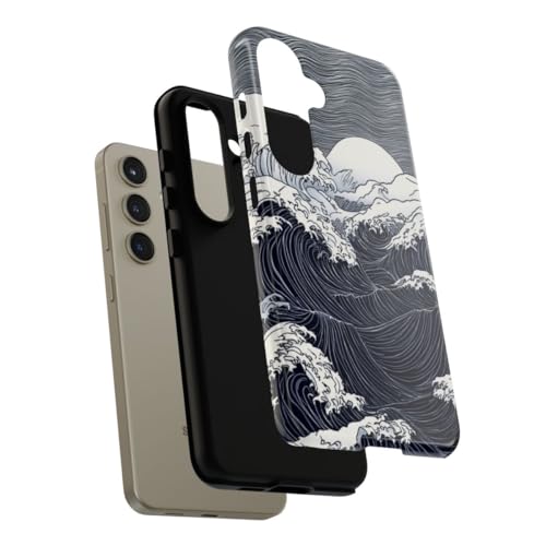 Coque Galaxy S24 Monochrome Ocean Waves rigide premium effet miroir - 4