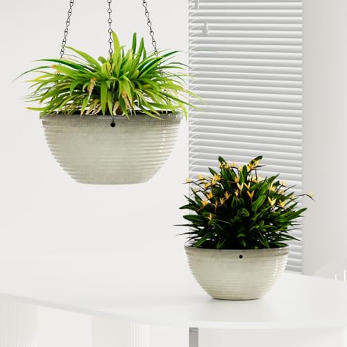 Vanslogreen HANGING POTS FOR PLANTS INDOOR 2 Pack Hanging Planters For Indoor Outdoor Plants, 10 Inch Hanging Planter With Drainage Hole & Plug Glazed Hanging Baskets Flower Pots thumb #6