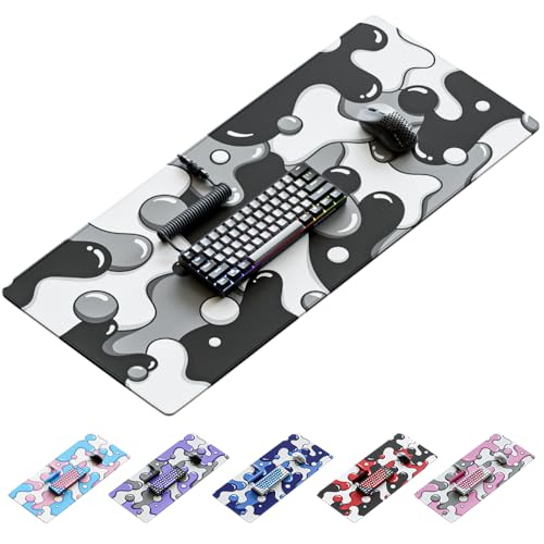 Kraken Keyboards Drip XXL Tapis de Souris Bureau de Jeu Noir et Blanc – Professionnel – 91,4 x 40,6 cm d'épaisseur – étendu (furtif)