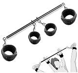 Spreader Bar Sex Toys Sex Furniture Restraints with Handcuffs Ankle Cuffs BDSM Bondage Set for Couples Adults SM Games Sex Play Adjustable and Detachable 22-36 Inch (Black)