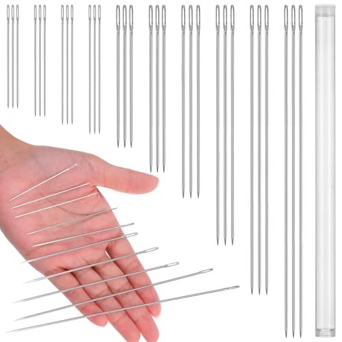 DOPENSPI 30 Stück Nähnadeln, 10 Verschiedene Größen Sticknadeln Edelstahl Nadeln Großem Öhr Stopfnadeln Nähen Nadeln Handnähnadel Mit Aufbewahrungsrohr für Stricken Sticken Sticken Nähen