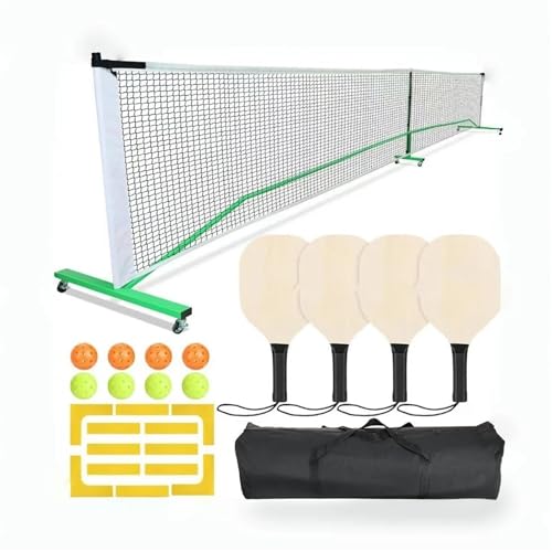 Rete da pickleball resistente con ruote, set portatile da 3,4 m/6,7 m per allenamento sportivo e giochi