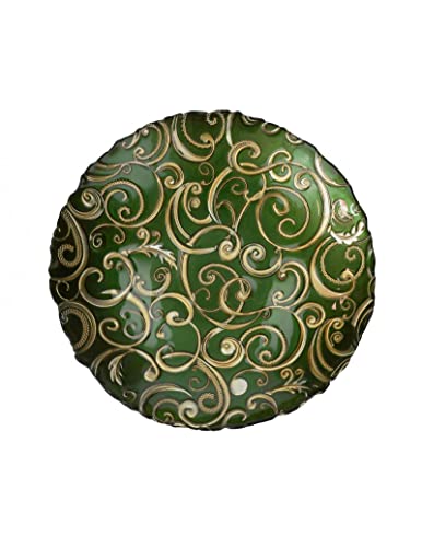 BRANDANI Plato de alambre dorado de cristal verde/oro 38 cm.