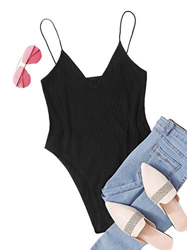DIDK Bodysuit voor dames, gebreid, spaghettibandjes, bodysuit, mouwloos, elegant, basic bodysuit - Image 6