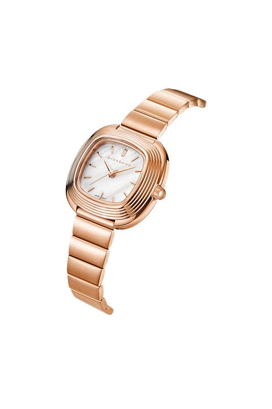 Image of Giordano Analog Quartz Watch for Women with SquareTextured Dial, Cushion Layered Bezel Design and Stainless Steel Strap