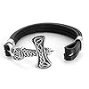 PiercingJak Mens Viking Thor's Hammer Mjolnir Bracelet Stainless Steel Celtic Knot Hammer Black Genuine Leather Bracelet Viking Wristband for Men 1 #2