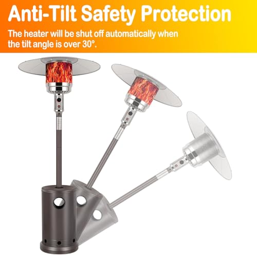 Hykolity 50,000 BTU Propane Patio Heater with Table Design, Stainless Steel Burner, Triple Protection System, Wheels, Outdoor Heaters for Patio, Garden, Commercial and Residentia(Brown)