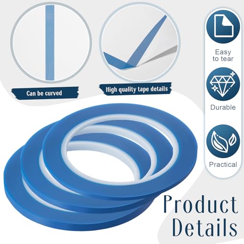 Image of Nezyo 6 Pcs Vinyl Pinstripe Tape Auto,Dark Blue,1 /16,1 /8, 1 /4 Inch