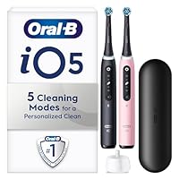 Oral-B iO5 2x Electric Toothbrushes For Adults, 2 Handles, 2 Toothbrush Heads & 1 Travel Case, 5 Modes, Teeth Whitening, UK 2 Pin Plug, Black & Pink