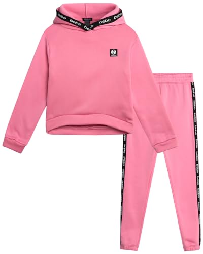 bebe Girls' Jogger Set - 2 Piece Yummy Fleece Hoodie Sweatsuit Kids Clothing Set (Size: 7-16)