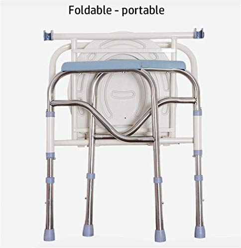 Silla de inodoro plegable de acero inoxidable con balde de comadreja, taburete de inodoro ajustable para mujeres embarazadas y discapacitadas miniatura 2