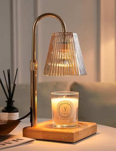 Candle Warmer Lamp with Timer, Dimmable Candle Warmer for Jar Candles, Adjustable Height Wax Melts Warmer with 2 Bulbs