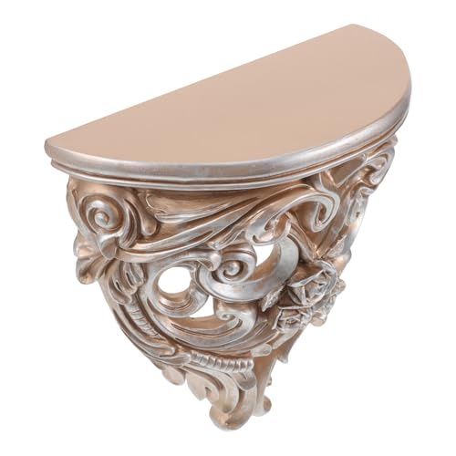 Healifty Estante de Pared Flotante Barroco Pequeño en Resina Color Champán, Estante Decorativo Tridimensional Estilo Victoriano para Sala, Dormitorio y Oficina, Soporte Resistente