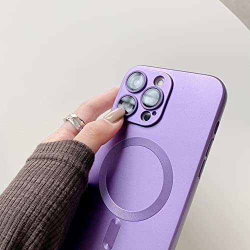 Misscase For Iphone 14 Pro Max Case Compatible With Magsafe,Full Protection Magnetic Case With Camera Lens Protector,Metallic Paint Silicone Dust-Proof Net Shockproof Case For Iphone 14 Pro Max Purple #TOP2