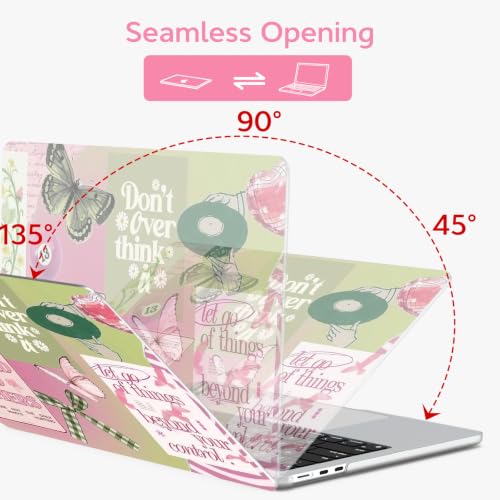 Image of B BELK for MacBook Air 15 inch Case 2026 2025 2024 2023 M5 M4 M3 M2 | Protective Printed Laptop Hard Shell Case with Keyboard Cover & Screen Protector, Green Pink Aesthetic Butterfly Collage