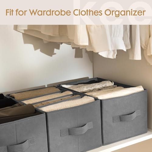 Image of VERAT 6 pieces 6 compartment wardrobe organizer for clothes Jeans organiser for wardrobe Clothes storage Organizer cupboard organizer 6 compartment mens shirt and pant organiser - Grey