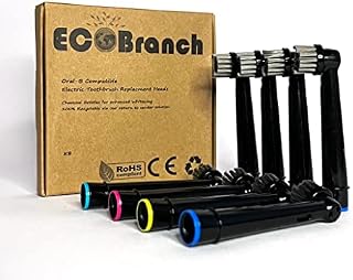 Eco Branch Electric Toothbrush Replacement Heads for Oral B Braun Genius, PRO & iBrush Series - Precision Clean Brush Heads with Charcoal Bristles - Recyclable & Environment Friendly (Pack of 8)