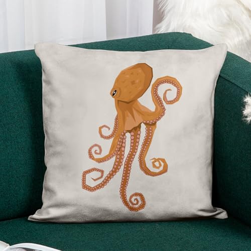 Housse et coussin de salon mer pieuvre orange 40x40 - 5