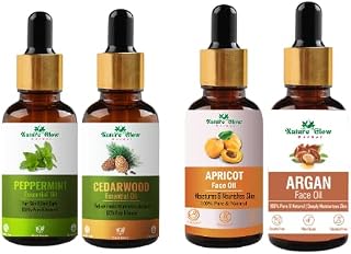 Peppermint,Cedarwood Essential Oil & Apricoat,Argan Facial oil (Pack of 4)- (60 ml)