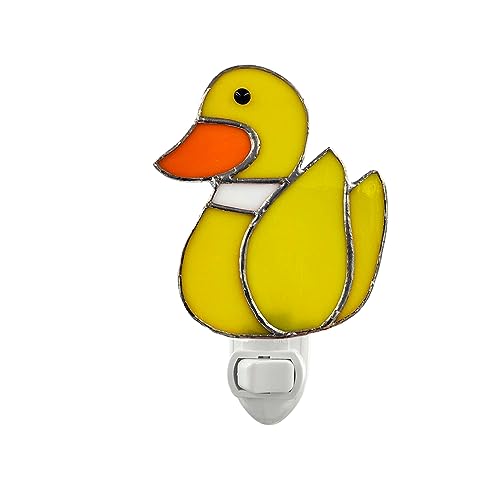 Image of CHEZBABY Stained Glass Night Light Plug into Wall Lamp Decorative Accent Nightlight for Hallway Bedroom Bathroom Kitchen Home Decor(Cute Duck)