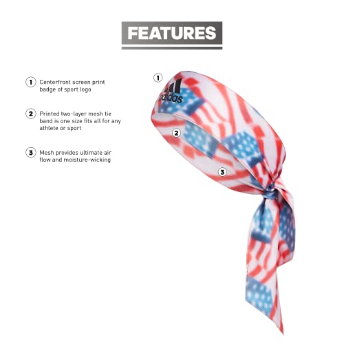 Image of adidas Alphaskin Tie Headband, Americana Blur /Black, One Size