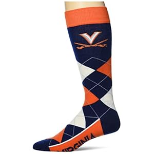 For Bare Feet NCAA Virginia Cavaliers Argyle Line Up Dress Sock Team Color OSFM