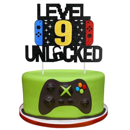 Decoration Gâteaux Jeux Video, Cupcake Topper Jeu Vidéo, Happy Birthday Cake Décoration, Cake Topper Gâteau du 9 ans Anniversaire, Thème du Jeu Cupcake Topper pour Enfants Fête D'anniversaire
