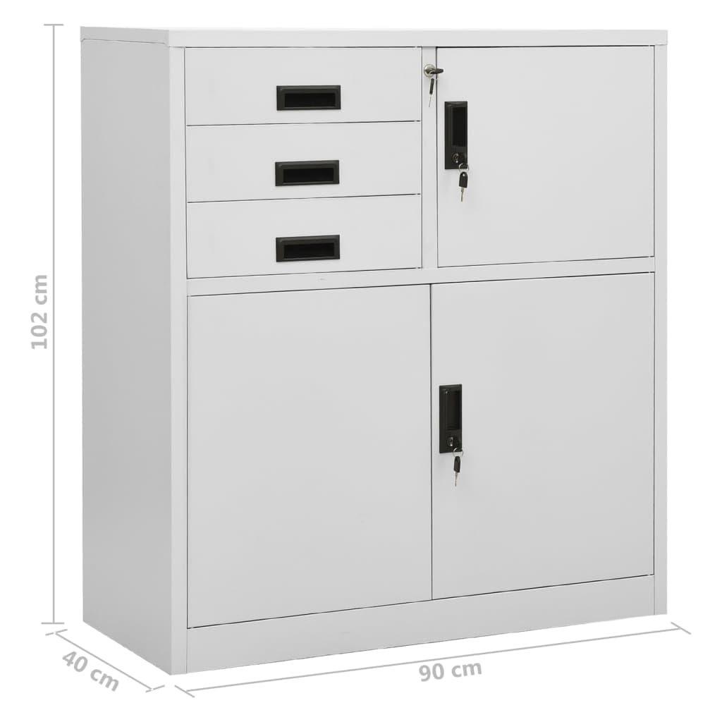 vidaXL Armadio per Ufficio Grigio Chiaro 90x40x102 cm in Acciaio