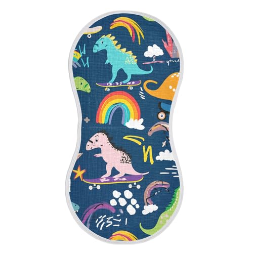 xigua Cartoon Dinosaurs Baby Burp Cloths for Newborn Boys and Girls 2 Pack, Soft & Absorbent Cotton Baby Burp Cloth, Baby Washcloths, Newborn Towel, Burp Rags