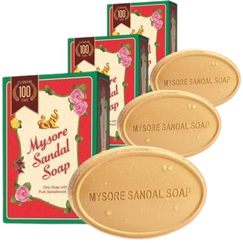 Image of Rajat TRADERS Mysore Sandal Soap - Only Soap With Pure Sandalwood Oil - 225 Gm (Pack Of 3, Each Pack 75 Gm) - Only Soap With Pure Sandalwood Oil