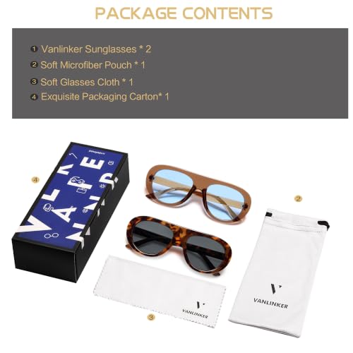 Image of VANLINKER Oversized Retro Aviator Sunglasses for Women Men Chic 70s Vintage Style Trendy 2026 Chunky Sun Glasses VL9865