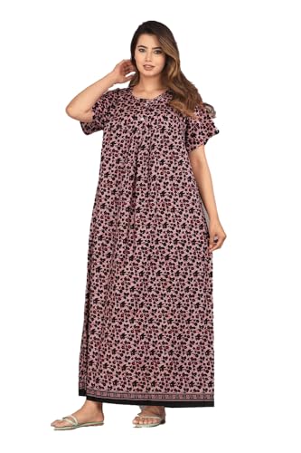 Image of Monique Brand 100% Pure Cotton Nighty for Woman | Floral Gown for Women Night Wear | Cotton Nighty for Women Stylish | Maxi for Women Cotton