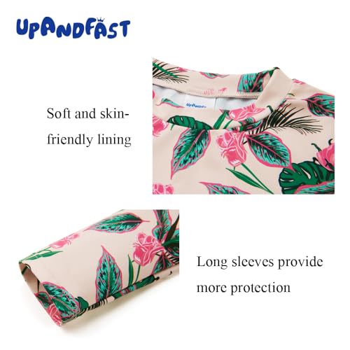 Image of upandfast Girls Rash Guard Set Long Sleeve Two Piece Swimsuit with UPF 50+ Sun Protection for Girls 3-8 Years