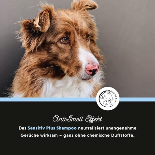 Annimally Sensitiv Plus Shampoo - Natürliches Hundeshampoo für Sensible Hunde & Welpen, Sanfte & ph-neutrale Reinigung mit Kokosöl, ohne Silikone, Parabene & künstliche Duftstoffe - 500 ml