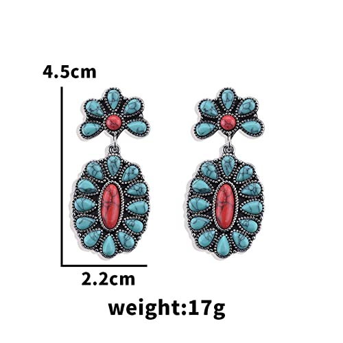 Boucles d'oreilles turquoise vintage bohèmes et imposantes pour femmes