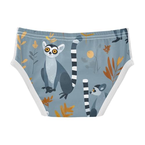 KLL Lemurs Madagascar on Blue Pattern Toddler Boys' Cotton Briefs Cute Undies2
