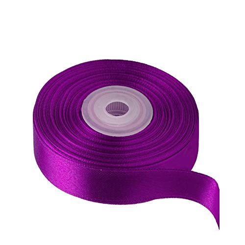 Image of Solid Color Double Faced Purple Satin Ribbon 5 /8 inch X 25 Yards, Ribbons Perfect for Crafts, Wedding Decor, Bow Making, Sewing, Gift Package Wrapping and More