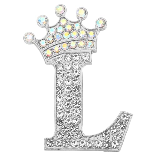 Image of PATIKIL Letter Brooch Pins, Crown Initial Rhinestone Alphabet Letter Lapel Badges Pin for Women Suits
