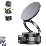 Doble succión magnética y de vacío para una sujeción fuerte: Combinando potentes imanes con succión de vacío mejorada, el soporte para teléfono se adhiere de forma segura a superficies lisas como vidrio, espejos, tableros de instrumentos de automóviles, paredes y metal, perfecto para conducir a diario o usar en el hogar