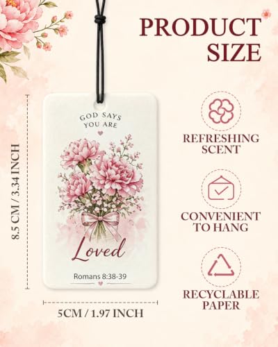 Image of Christian Car Air Fresheners 10 Pack, Bible Verse Floral Hanging Cards | 10 floral Christian hanging cards with uplifting Bible verses for cars, rearview mirrors, gifts and everyday encouragement