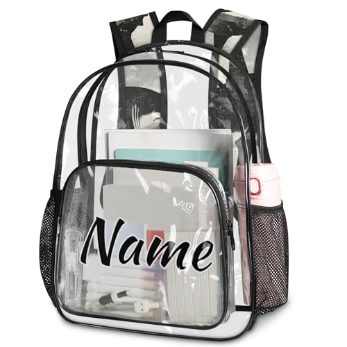 Personalized Gery Shark Clear Large Backpack for Stadium Events Custom Transparent Backpacks PVC Plastic See Through Clear Bag for Concerts Work Ocean Animal Fish