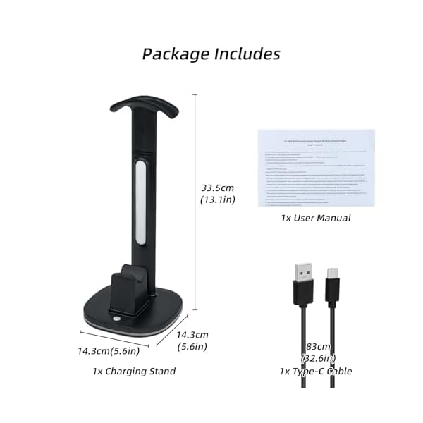 Mcbazel RGB Headset Stand with Charging Station for PS5/PS5 Edge Controller, Controllers Stand & Playstation 5 Controllers Holder, Premium RGB Gaming Headphone Holder – Black - Image 10