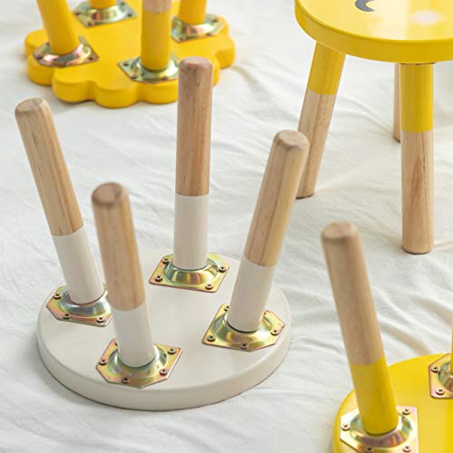Ruyu Wooden Kids Stool For Sitting, 9.1 Inch Solid Hard Wood Chair,Crafted Hand-Painted With Assembled Four-Legged Stool, Bedroom, Playroom, Furniture Stool For Toddler, Children, Boys, Girls #TOP5