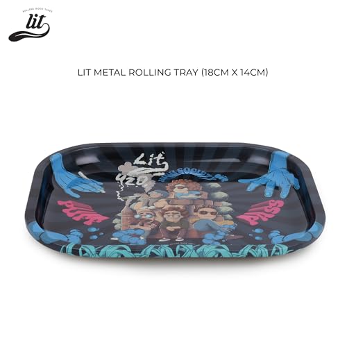 Image of LIT Rolling High Society Metal Tray, 1 Ashtray, Square Ash Tray, Ash Trays for Litting and other stuff for Home, Ashtray for Cigarette Stylish, Ashtray for Home, Car Ashtray(18CMx14CM)